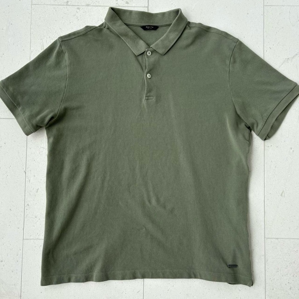 Massimo Dutti Men's Khaki Green Polo Shirt XL great condition